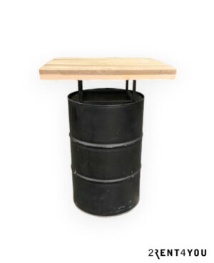 Sta tafel olieton zwart met beton blad vierkant 80x80